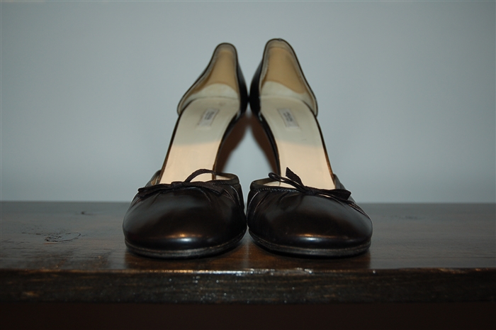 Black Leather Prada Heels, size 9