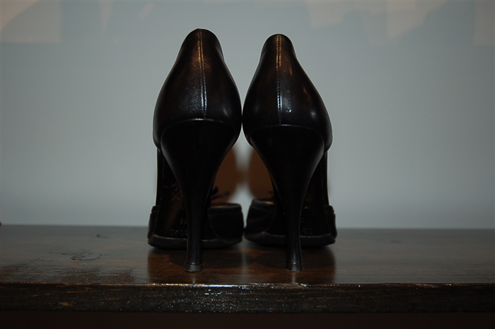 Black Leather Prada Heels, size 9