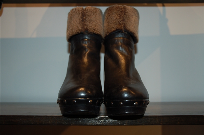 Black Leather Stuart Weitzman Ankle Boots, size 10