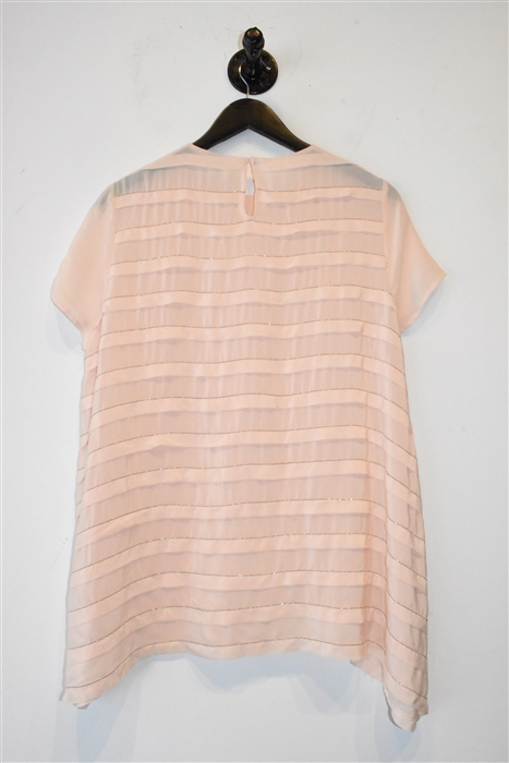 Pale Peach Brunello Cucinelli Short-Sleeved Top, size L