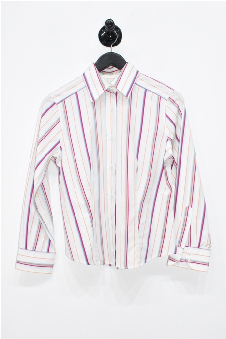 White Stripe Etro Button Shirt, size 8