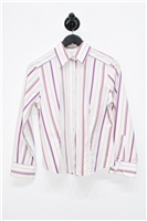 White Stripe Etro Button Shirt, size 8