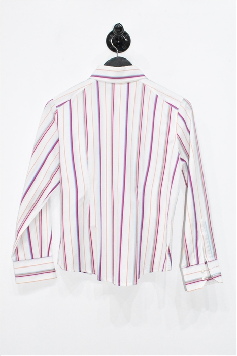 White Stripe Etro Button Shirt, size 8