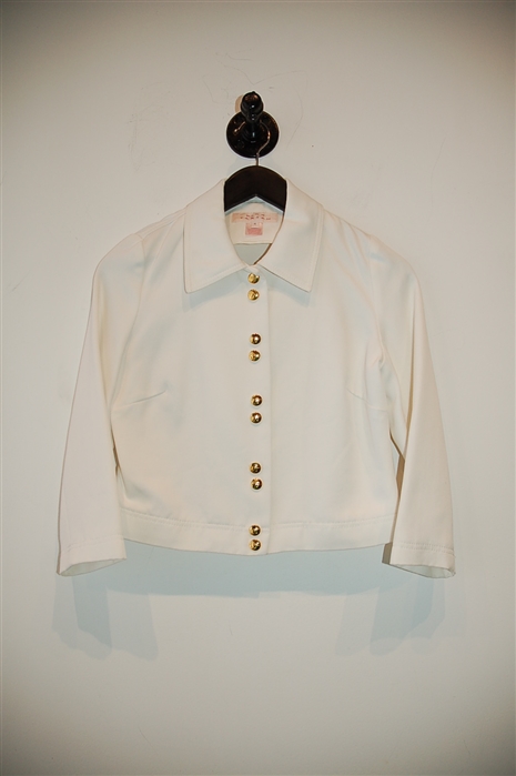 Soft White Pink Tartan Cropped Jacket, size 4
