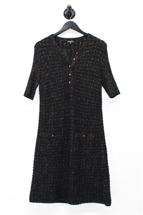 Black & Gold Chanel Tweed Dress, size 8