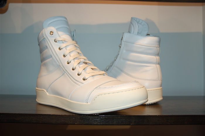 Bright White Balmain High-Top Sneakers, size 11