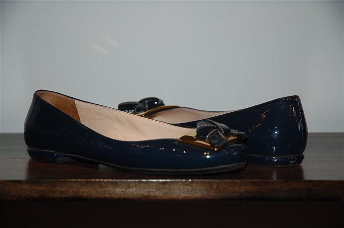 Dark Aqua Prada Ballet Flats, size 7