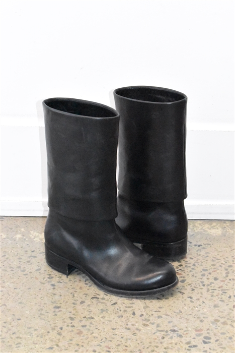 Black Leather Chanel Boots, size 8