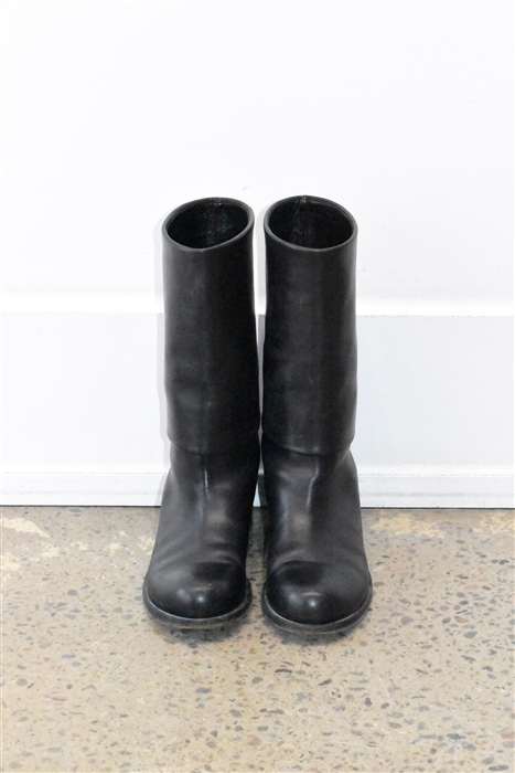 Black Leather Chanel Boots, size 8