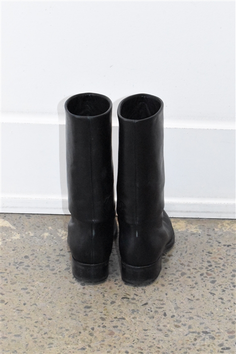 Black Leather Chanel Boots, size 8