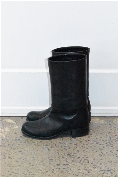 Black Leather Chanel Boots, size 8