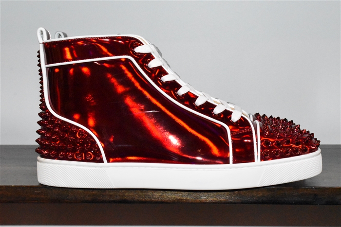 Metallic Red Christian Louboutin High-Top Sneakers, size 11