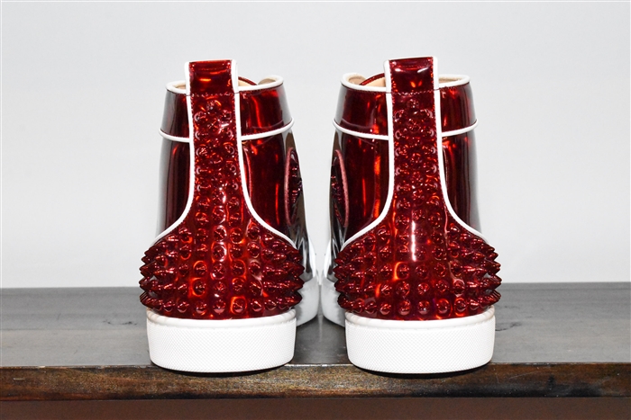 Metallic Red Christian Louboutin High-Top Sneakers, size 11