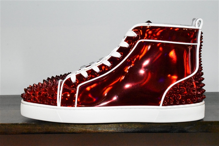 Metallic Red Christian Louboutin High-Top Sneakers, size 11
