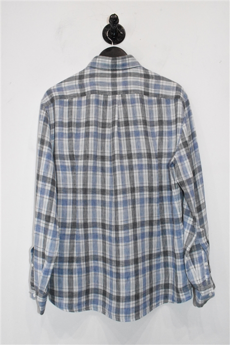 Blue Check Brunello Cucinelli Button Shirt, size M