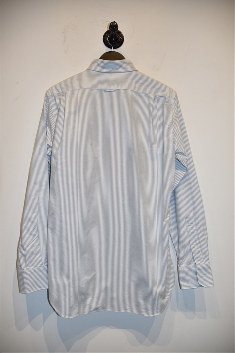 Blue Stripe Thom Browne Button Shirt, size L