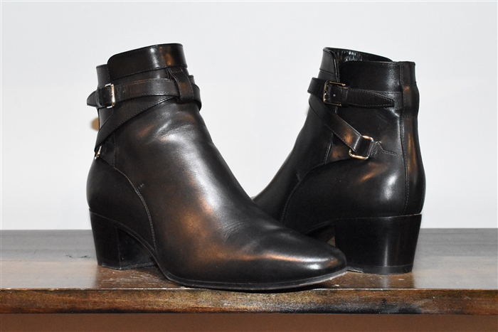 Black Leather Saint Laurent Ankle Boots, size 8.5
