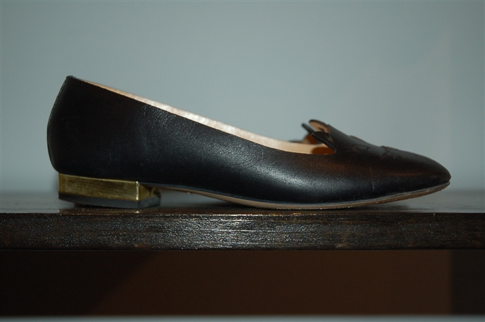 Black Leather Charlotte Olympia Flats, size 6