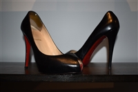 Black Leather Christian Louboutin Peep-Toe, size 11