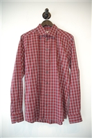 Red Check Eton Button Shirt, size L