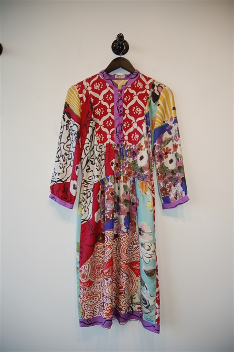 Patchwork Etro Midi Dress, size 8
