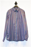 Navy Check Paul & Shark Button Shirt, size 2XL