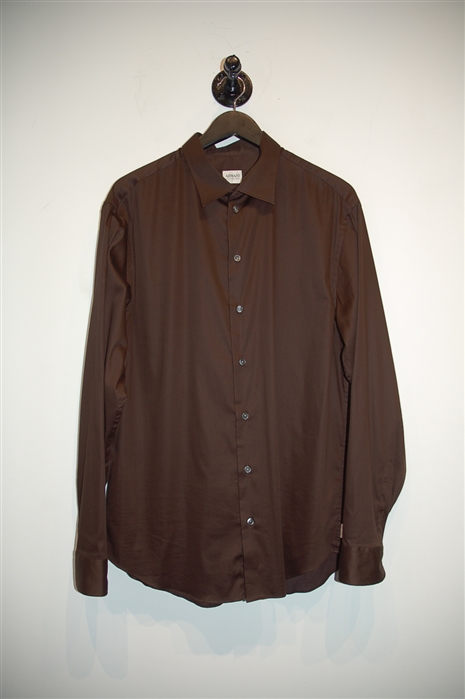 Dark Chocolate Armani Collezioni Button Shirt, size XL
