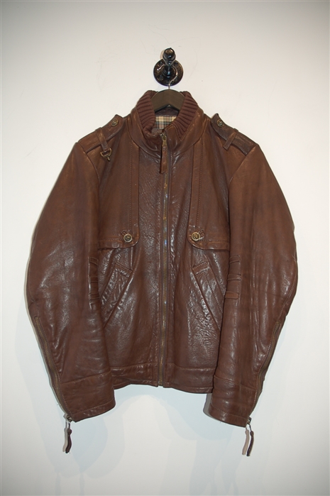 Aged Leather Iceberg Leather Jacket, size L
