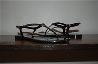 Shiny Black Valentino Sandal, size 7