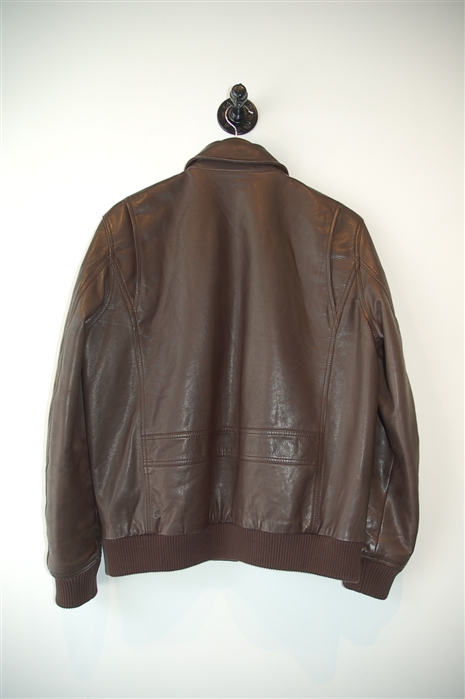 Dark Leather Faconnable Flight Jacket, size M