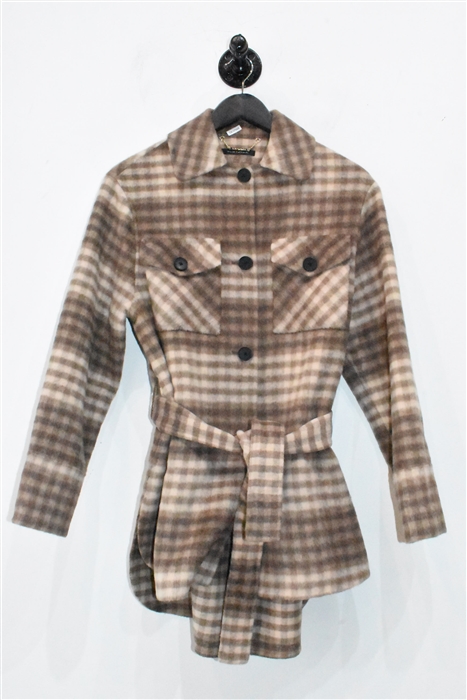 Brown Check Elie Tahari Coat, size M