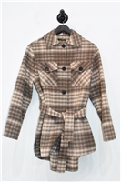 Brown Check Elie Tahari Coat, size M