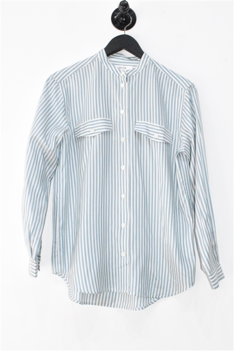 Blue Stripe Frame Silk Shirt, size XS
