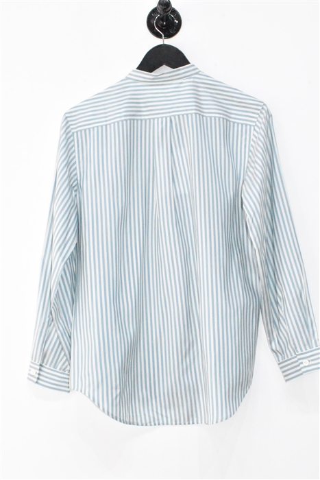 Blue Stripe Frame Silk Shirt, size XS