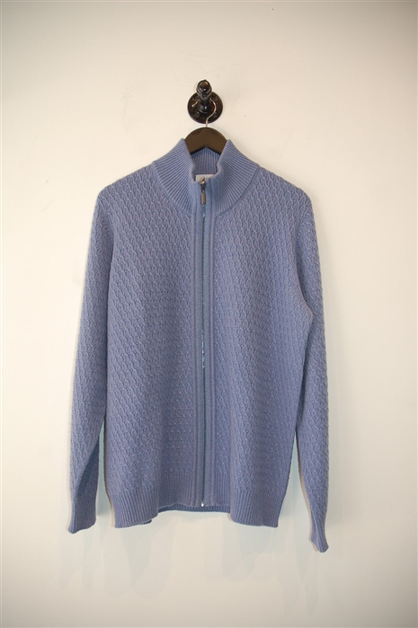 Periwinkle Brioni Zippered Sweater, size XL
