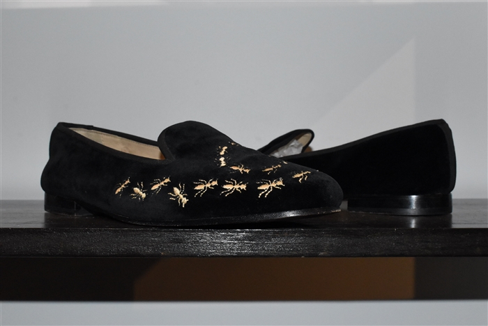 Black Velvet Stubbs & Wootton Slipper, size 10
