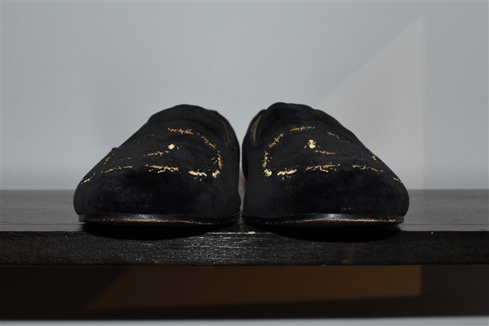 Black Velvet Stubbs & Wootton Slipper, size 10