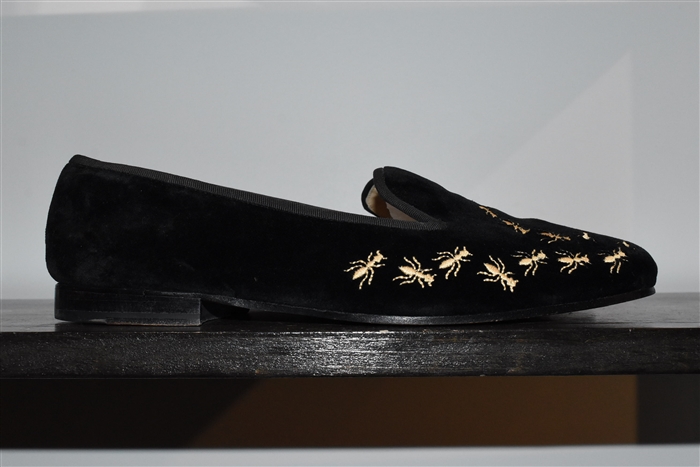 Black Velvet Stubbs & Wootton Slipper, size 10