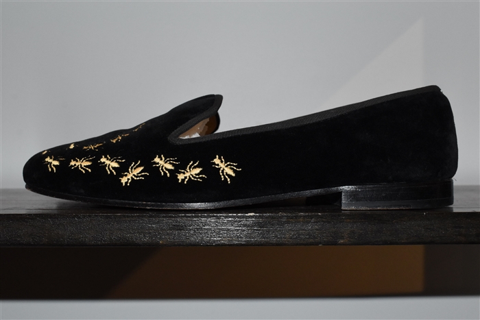 Black Velvet Stubbs & Wootton Slipper, size 10