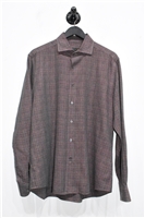 Brown Check Corneliani Button Shirt, size L