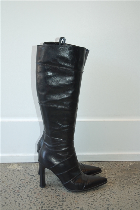 Black Leather Casadei Boots, size 8.5