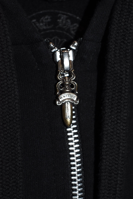 Black Chrome Hearts Zippered Hoodie, size L