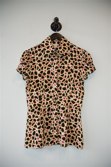 Abstract Print Diane von Furstenberg Short-Sleeved Top, size 4