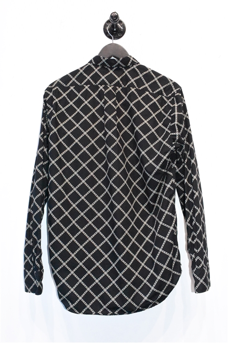Black & Off-White Burberry Button Shirt, size M