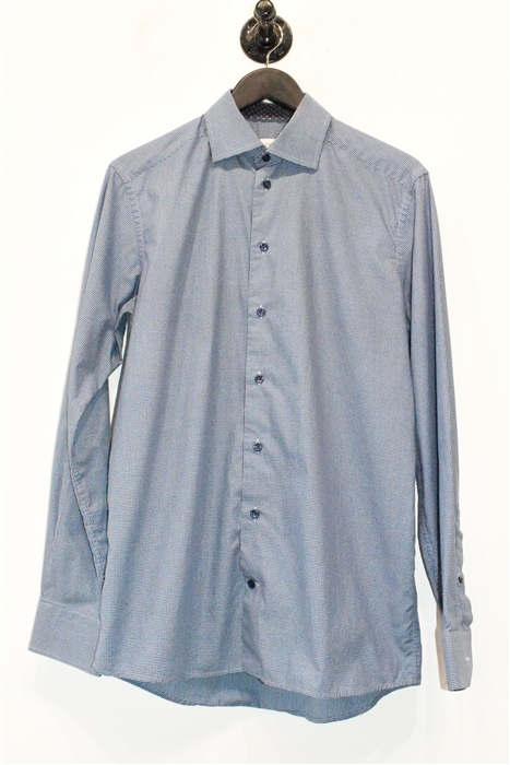 Blue Check Eton Button Shirt, size M