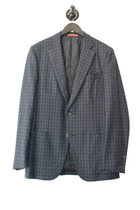 Navy Check Isaia Two-Piece Suit, size 40