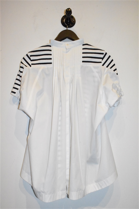 White & Navy Sacai Short-Sleeved Top, size M