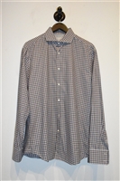 Brown Check Brunello Cucinelli Button Shirt, size XL