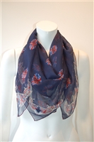 Navy Alexander McQueen Silk Scarf, size O/S