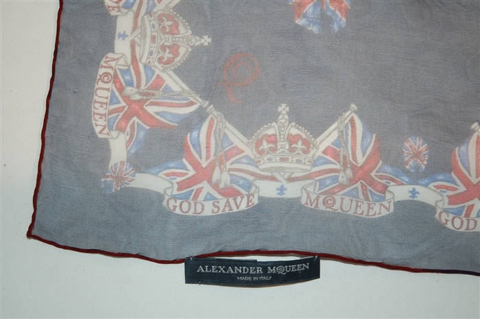 Navy Alexander McQueen Silk Scarf, size O/S